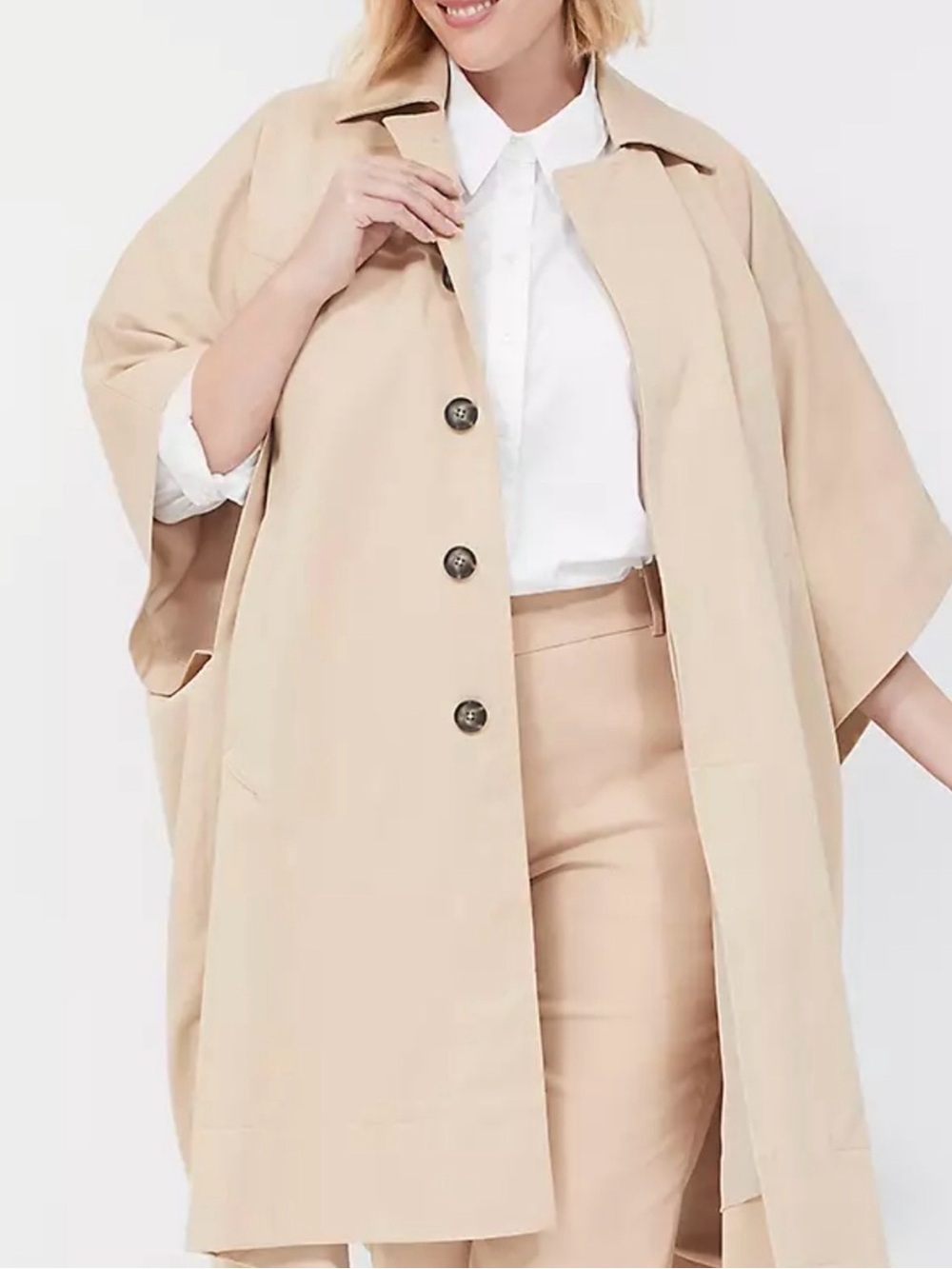 Lane Bryant Beige Cape Trench